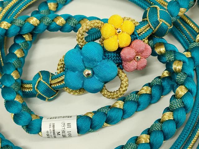 平和屋着物●和装小物　振袖用帯締め　装飾　ちりめん細工　あわじ玉　ビーズ　金糸　撚り房　逸品　未使用　AAAY6092ay(4.0)