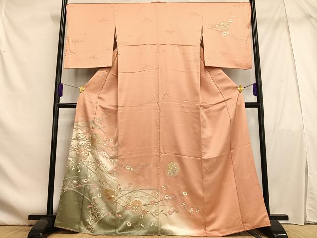 平和屋着物■訪問着　雪輪草花文　暈し染め　金彩　正絹　逸品　AABF1945oa