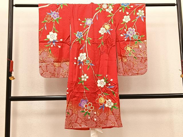 平和屋着物[]お宮参り　女の子　祝着　産着　初着　のしめ　枝垂れ桜　金彩　逸品　BAAT7279mz