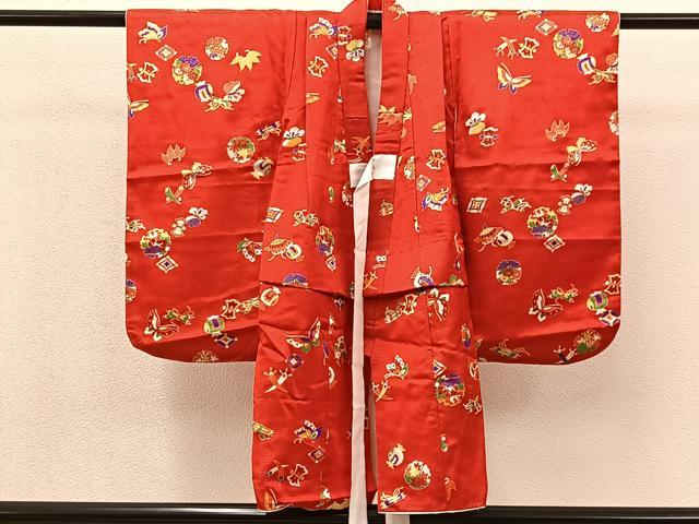 平和屋着物[]七五三　女の子　3歳　祝着　三つ身　被布セット　宝尽くし　花蝶文　逸品　BAAT7313mz 2