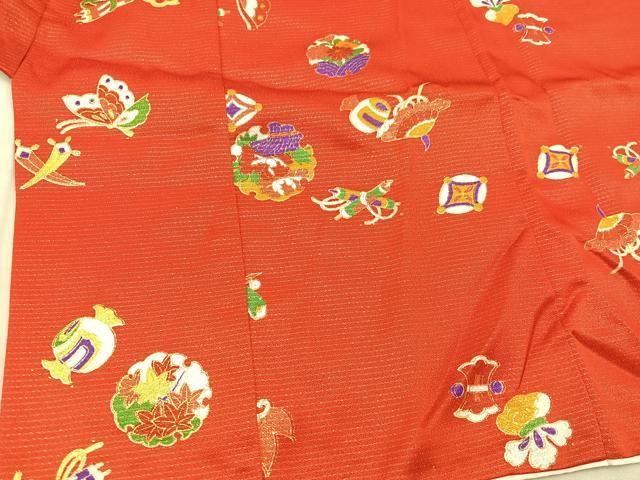 平和屋着物[]七五三　女の子　3歳　祝着　三つ身　被布セット　宝尽くし　花蝶文　逸品　BAAT7313mz 3