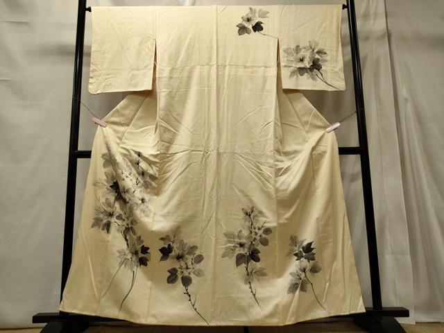 平和屋着物■訪問着　手描き　枝花文　正絹　逸品　CABD6567oy