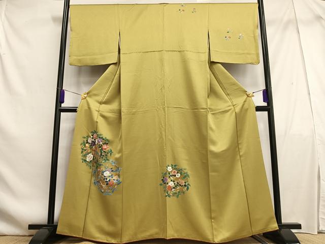 Full-Length Under-Kimono - 平和屋着物■訪問着　花丸飛鳥文　金彩　正絹　逸品　AABF1951oa
