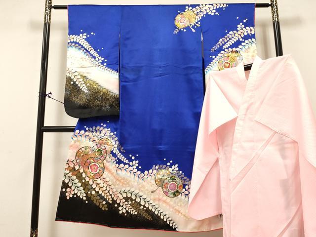 Kimono （For Girls） - 平和屋着物[]七五三　女の子　7歳　祝着　四つ身　長襦袢(単衣)セット　鼓花文　暈し染め　金銀彩　逸品　DABA3849ma