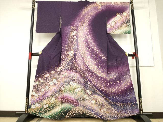 Rakuten - 平和屋着物●訪問着　辻が花　暈し染め　銀通し地　正絹　逸品　AABF0903ck