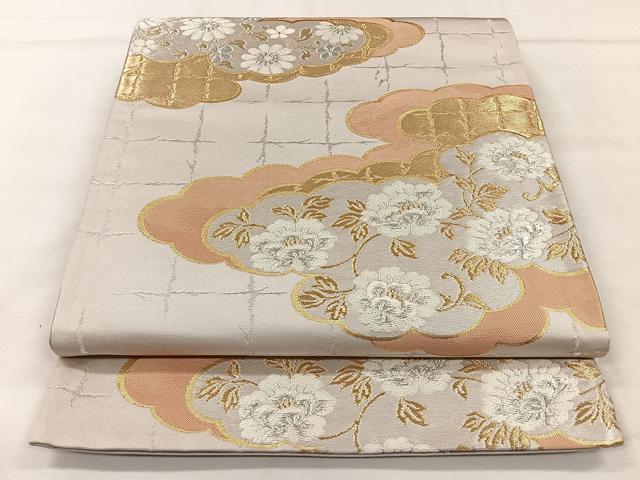 平和屋着物◎六通柄袋帯　唐織　雲取り花文　官中錦　金銀糸　正絹　逸品　CAAV5994id