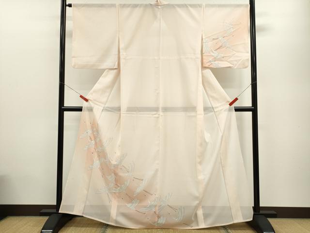 平和屋着物＊夏物　訪問着　絽　飛鶴文　暈し染め　洗える着物　CABB9648ze