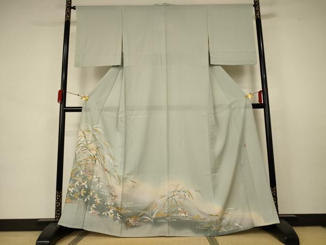 Irotome - 平和屋着物＊夏物　色留袖　絽　作家物　流水花鳥文　暈し染め　金銀彩　正絹　逸品　AABA6573jd