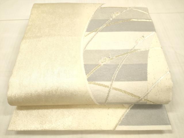 平和屋着物＊夏物　六通柄袋帯　夏虫草葉文　金銀糸　正絹　逸品　DAAX0309cm