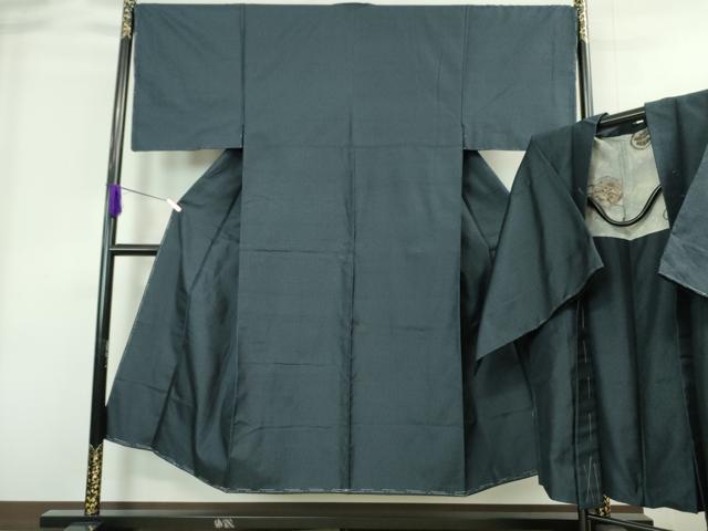 平和屋着物■極上　男性　お召　アンサンブル　亀甲柄　藍鉄色地　逸品　未使用　DZAA8521kh5