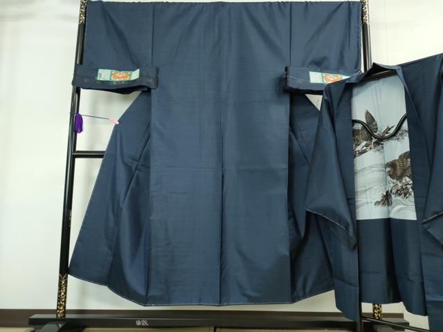平和屋着物■極上　男性　本場大島紬　アンサンブル　長羽織　羽裏・鷹　証紙付き　逸品　未使用　DZAA8524kh5