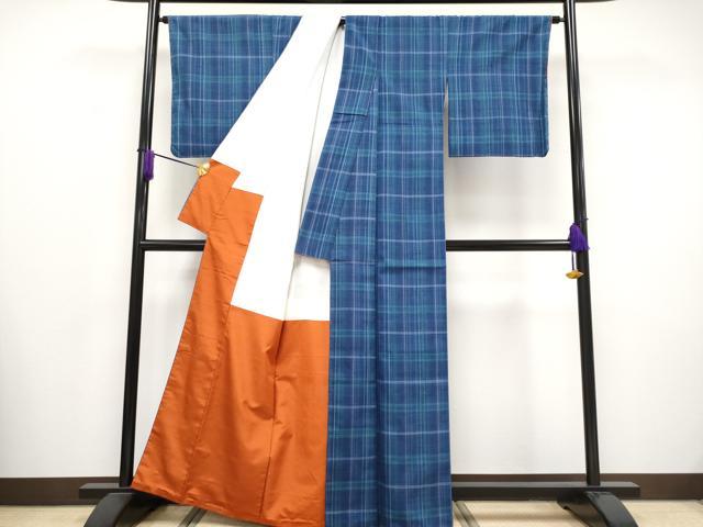 平和屋の平和屋着物●極上　紬　格子柄　逸品　未使用　CYAA5021s6｜アングル3