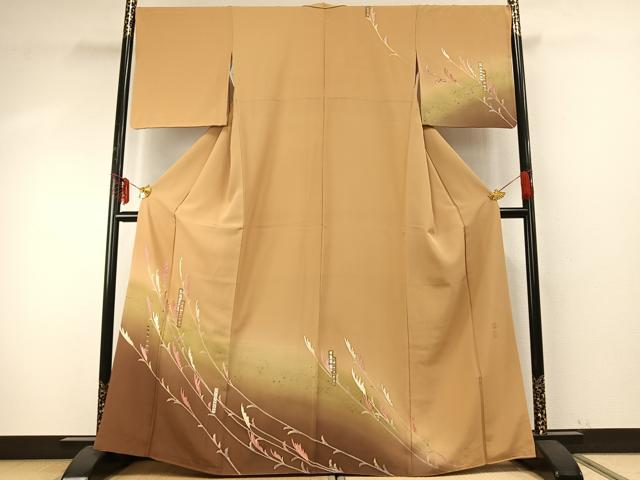 乐天商城 - 平和屋着物●京加賀友禅　百貫達雄　訪問着　短冊文　花菊　暈し染め　金彩　正絹　逸品　AABE5815fy