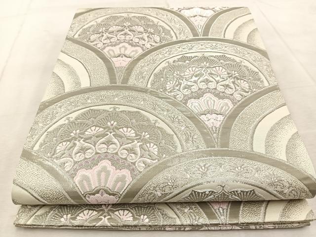 平和屋着物◎六通柄袋帯　唐織　プラチナ箔　青海取レース華文　正絹　逸品　BAAV4337yc