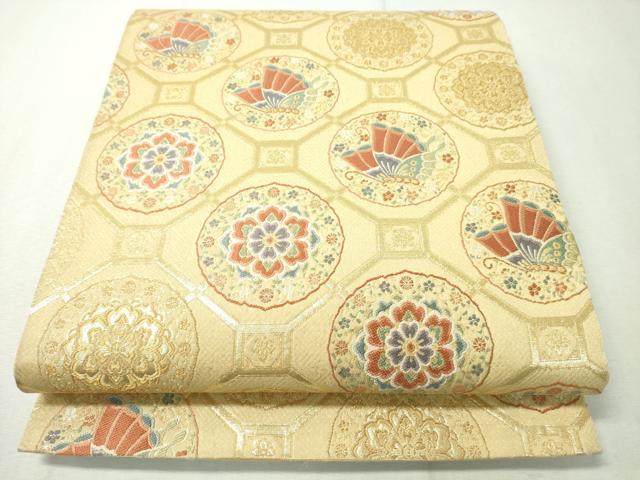 Rakuten - 平和屋着物▼六通柄袋帯　蜀江花蝶丸文　金糸　正絹　逸品　CAAX0259vp