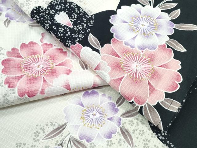 平和屋着物∴夏物　浴衣　綿紅梅　舞桜　ラメ　綿　逸品　CABD2415ng