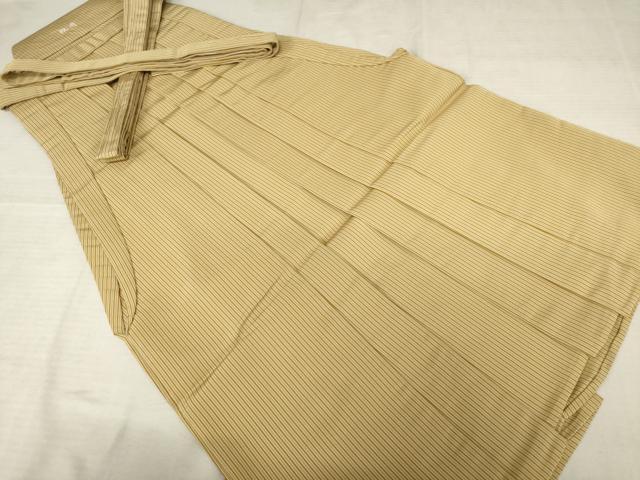 平和屋着物●男性　人間国宝　甲田綏郎　精好仙台平　馬乗り袴　縞　正絹　逸品　AABF2907ck