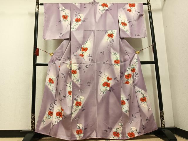 Kimono - 平和屋着物■上質な小紋　草花文　暈し染め　正絹　逸品　未使用　AABF3551ph