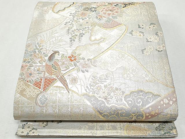 平和屋着物◎佐賀錦　六通柄袋帯　絵巻花鳥文　金銀糸　正絹　逸品　CAAY5921fb