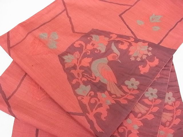 平和屋着物■六通柄袋帯　花鳥唐草文　逸品　ob3193