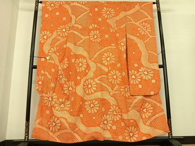 平和屋着物●豪華振袖　駒刺繍　絞り　舞花文　高島屋扱い　正絹　逸品　AABE5825fy