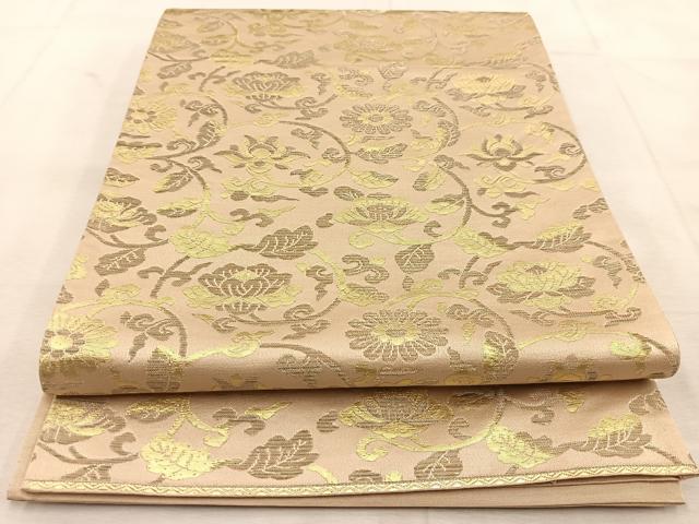 平和屋着物◎西陣 六通柄袋帯 更紗花唐草文 金糸 正絹 逸品 BAAU8475yc