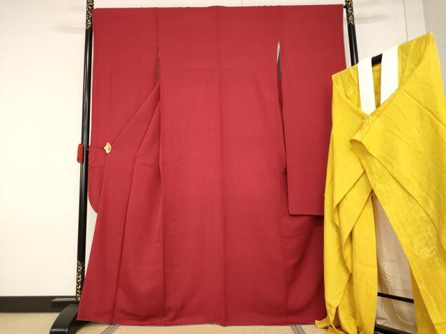 平和屋着物●豪華振袖・長襦袢(無双仕立て)セット　葡萄茶色　正絹　逸品　AABF3973ck