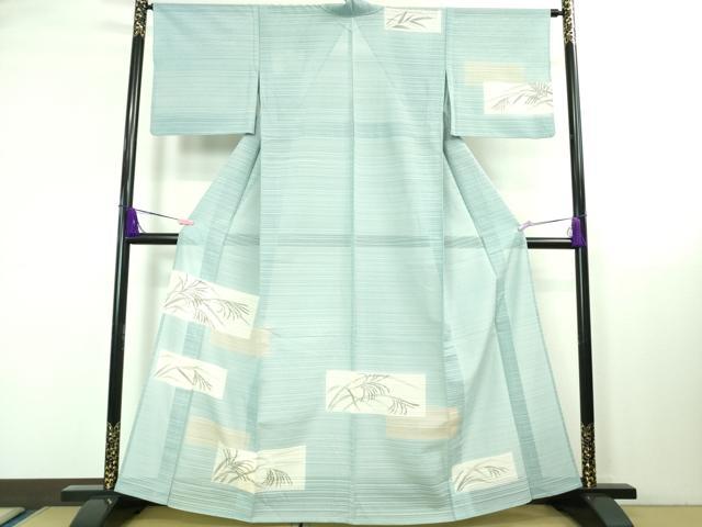 Summer Wear - 平和屋着物■極上　夏物　訪問着　変わり絽　芒　すすき　空色地　銀彩　逸品　DZAA8381kh5