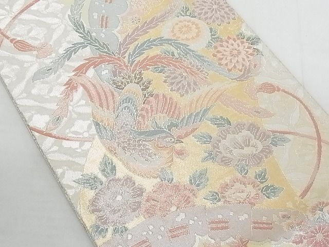 平和屋着物◎佐賀錦　全通柄袋帯　鳳凰花車文　金銀糸　正絹　逸品　AAAH5642Ast
