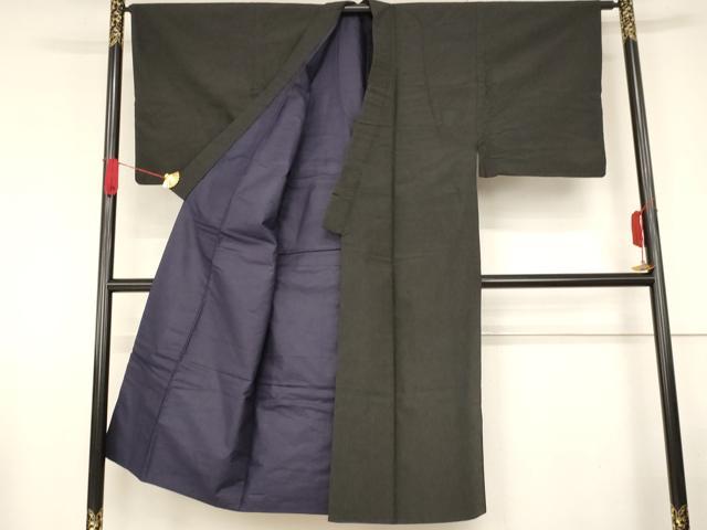 平和屋着物■男性　紬　色無地　蝋色　正絹　逸品　AAAN0740ja