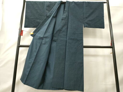 平和屋着物■男性 紬 アンサンブル ひげ紬 色無地 濃藍色 正絹 逸品 AAAR4777br