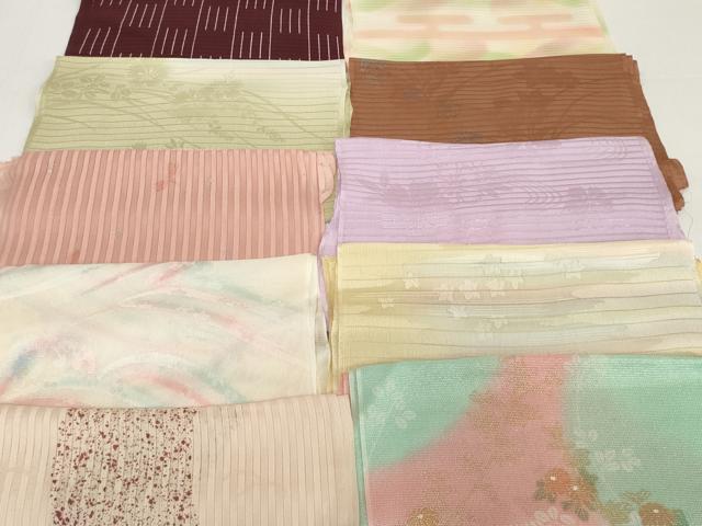 平和屋着物＊夏物　和装小物　帯揚げ10枚セット　絽 縦絽 紗　草花　流水撫子地紋 ...