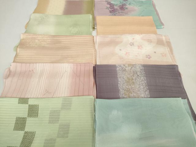 平和屋着物＊夏物　和装小物　帯揚げ10枚セット　絽 縦絽 絽縮緬 紗　流水撫子 市...
