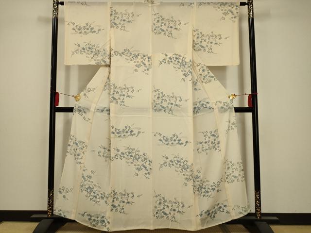 Summer Wear - 平和屋着物＊夏物　小紋　絽　草花文　正絹　逸品　AABA5524sx