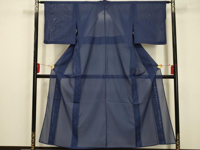 平和屋着物＊夏物　色無地　絽　深縹色　洗える着物　AABA5533sx