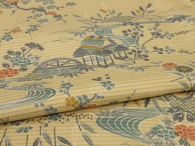 Summer Wear - 平和屋着物＊夏物　小紋　絽　風景草花文　正絹　逸品　AABA6543jd