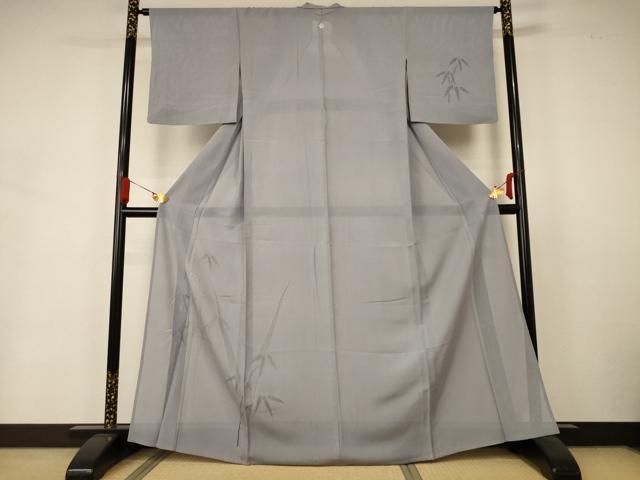 Summer Wear - 平和屋着物＊夏物　無地絵羽訪問着　絽　笹文紗　薄墨色　正絹　逸品　AABA6612jd