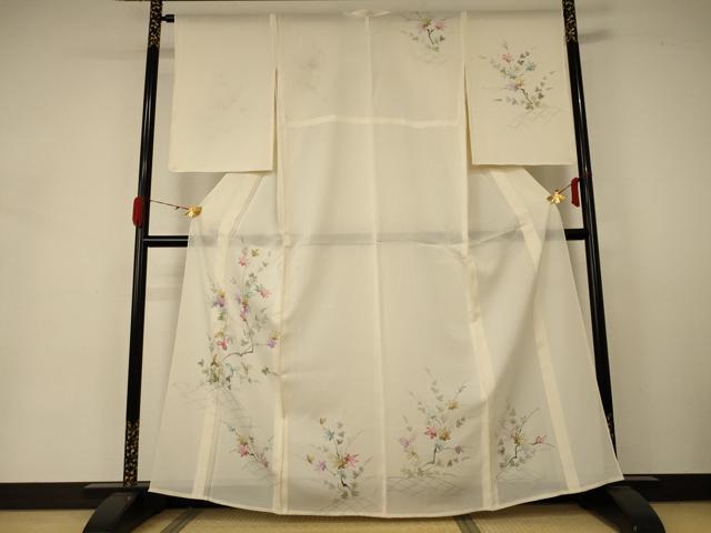 Summer Wear - 平和屋着物＊夏物　訪問着　絽　枝葉文　正絹　逸品　AABA6614jd