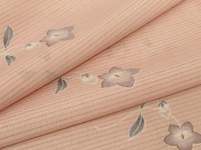 Summer Wear - 平和屋着物＊夏物　小紋　絽　草花文　洗える着物　AABA6622jd