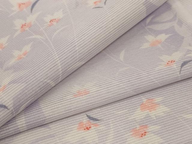 Summer Wear - 平和屋着物＊夏物　小紋　絽　草花文　洗える着物　AABA6623jd