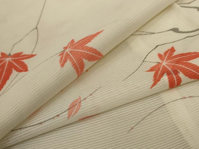 Summer Wear - 平和屋着物＊夏物　小紋　絽　楓文　洗える着物　AABA6625jd