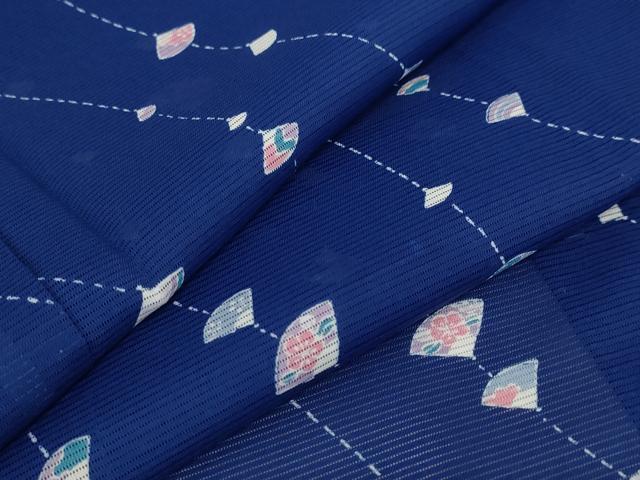 Summer Wear - 平和屋着物＊夏物　小紋　絽　舞扇文　洗える着物　AABA6863st