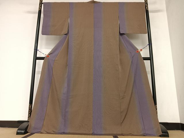 平和屋着物●上質な小紋　縞　ロング丈　正絹　逸品　AABA0177zg