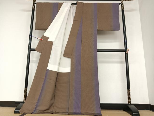 平和屋着物●上質な小紋　縞　ロング丈　正絹　逸品　AABA0177zg