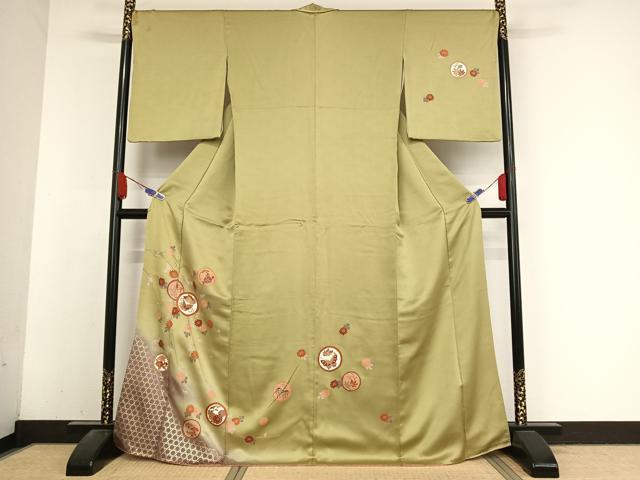 平和屋着物●訪問着　花蝶丸文　暈し染め　金彩　正絹　逸品　AABA4948np