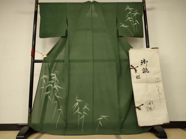 Summer Wear - 平和屋着物＊夏物　訪問着　絽　笹竹文　銀座新松扱い　たとう紙付き　正絹　逸品　AABA6541jd