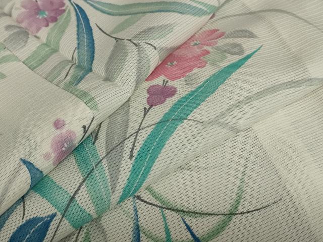 平和屋着物＊夏物 小紋 絽 草花文 正絹 逸品 AABA6837st