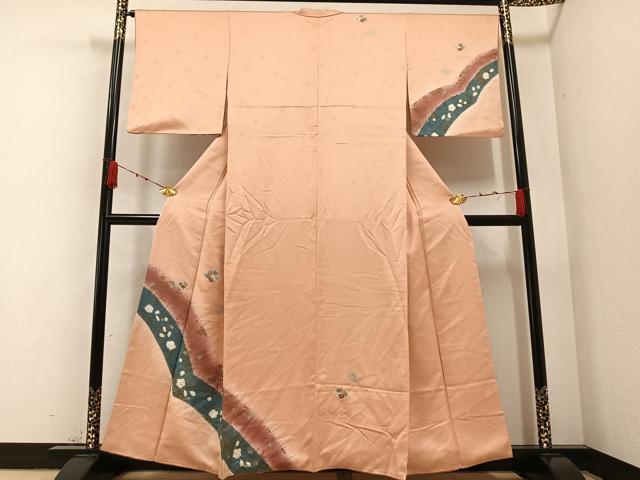平和屋着物●訪問着 絞り 草花文 暈し染め 金彩 三越扱い 正絹 逸品 AABA8167ph