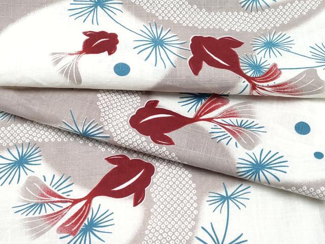 平和屋着物∴夏物　浴衣　金魚　綿　逸品　CABF2741tx