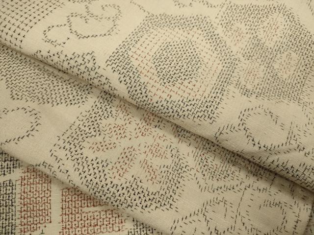 平和屋着物▽上質な紬　単衣　100亀甲　亀甲吉祥花文　正絹　逸品　CABF3017ze